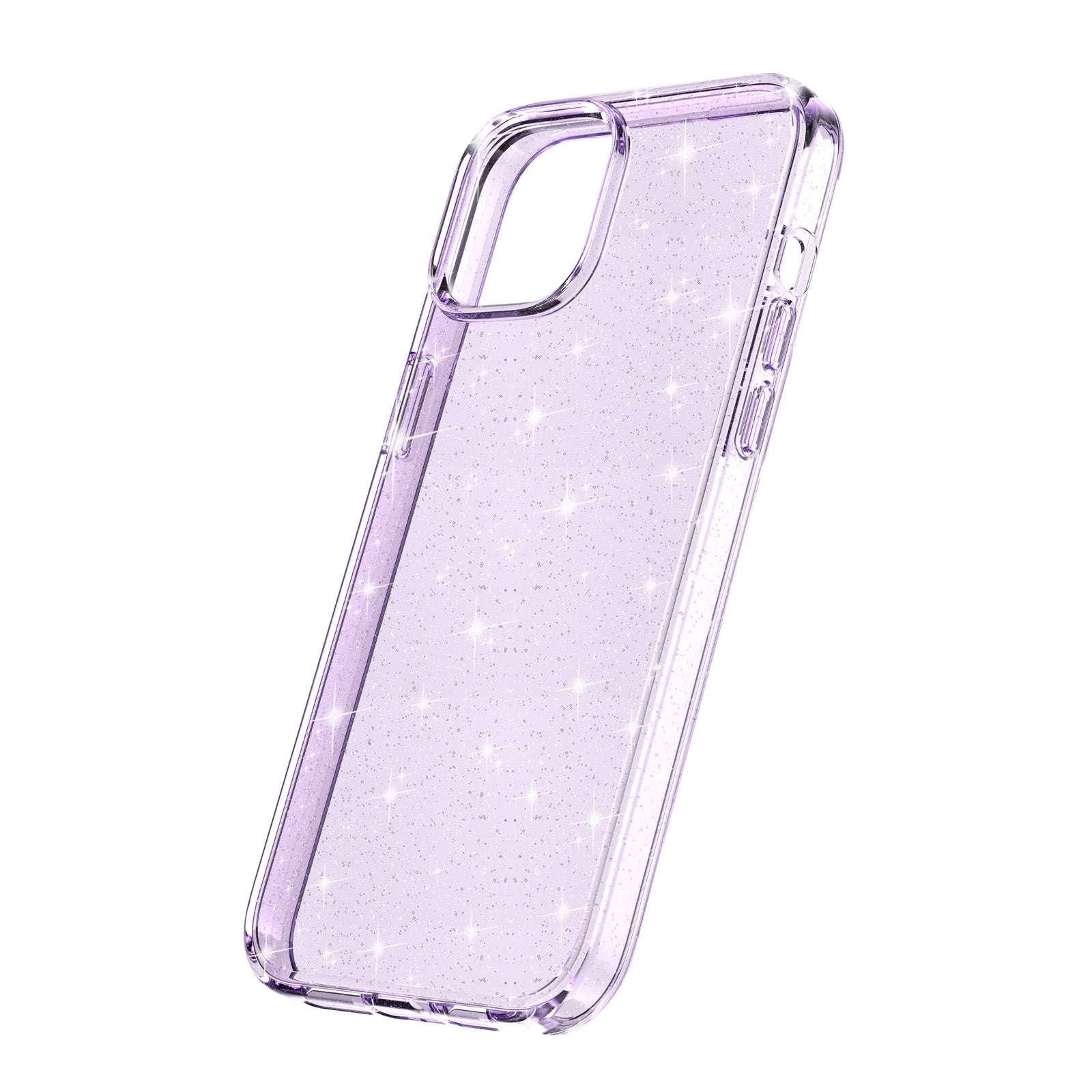 Uniqkart for iPhone 15 Bump Proof Protective Case Sparkly Glitter Hard PC + Soft TPU Phone Cover - Purple Uniqkart for iPhone 15 Bump Proof Protective Case Sparkly Glitter Hard PC + Soft TPU Phone Cover - Purple